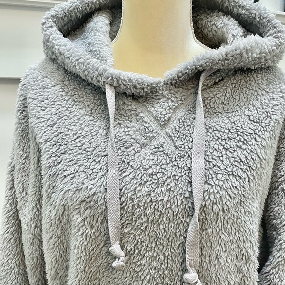 OLIVE + OAK Gray Sherpa hoodie sweatshirt Large - Picture 3 of 5